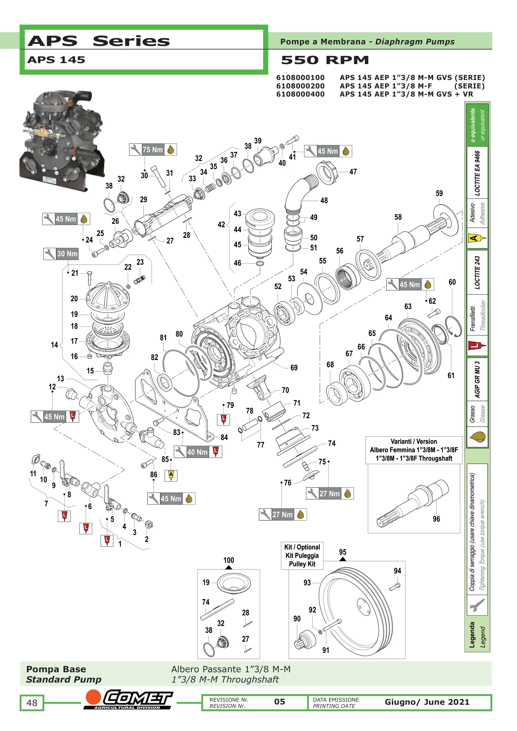 Plano de despiece de Bomba APS 145