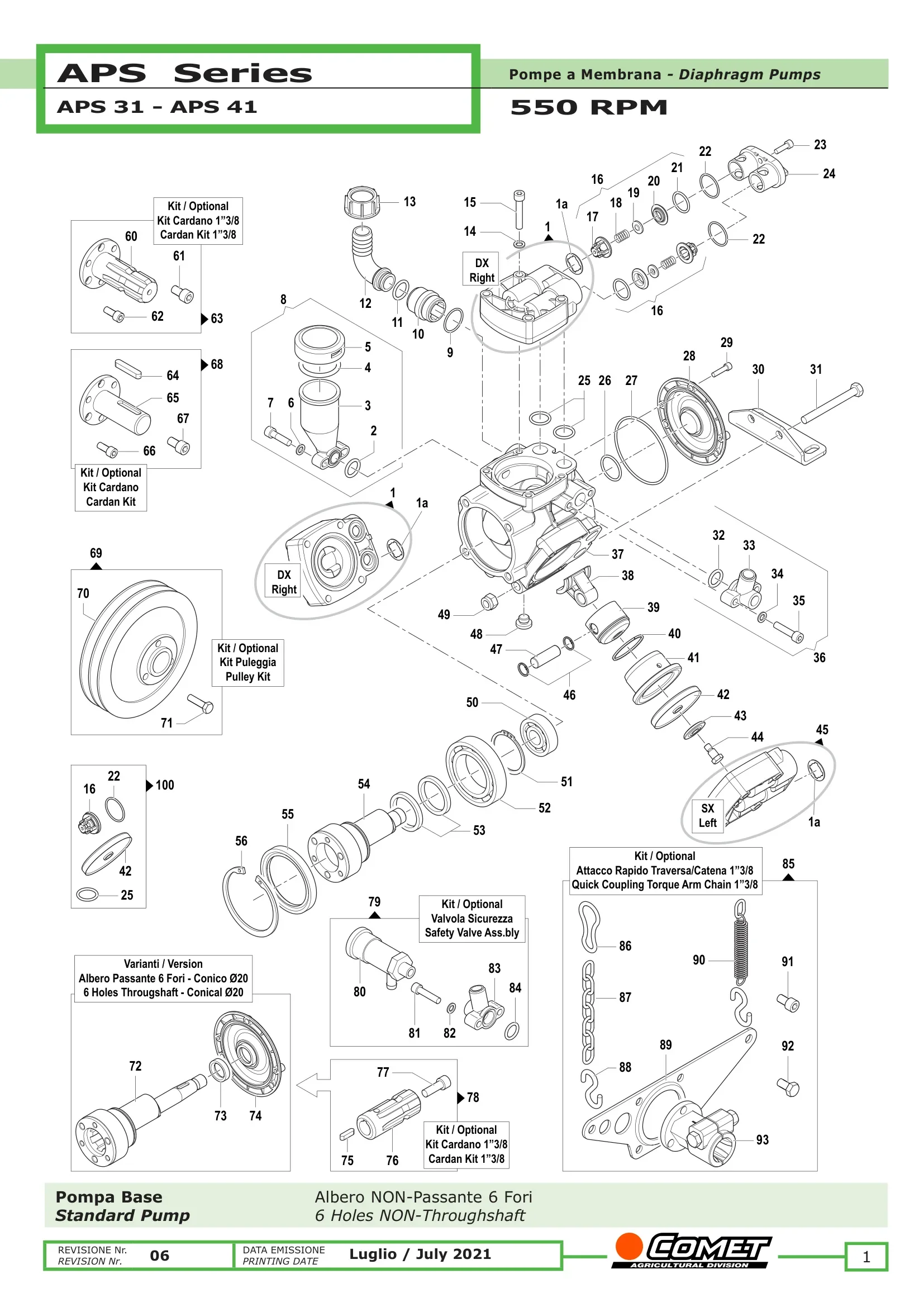 Plano de despiece de Bomba APS 31 / APS 41