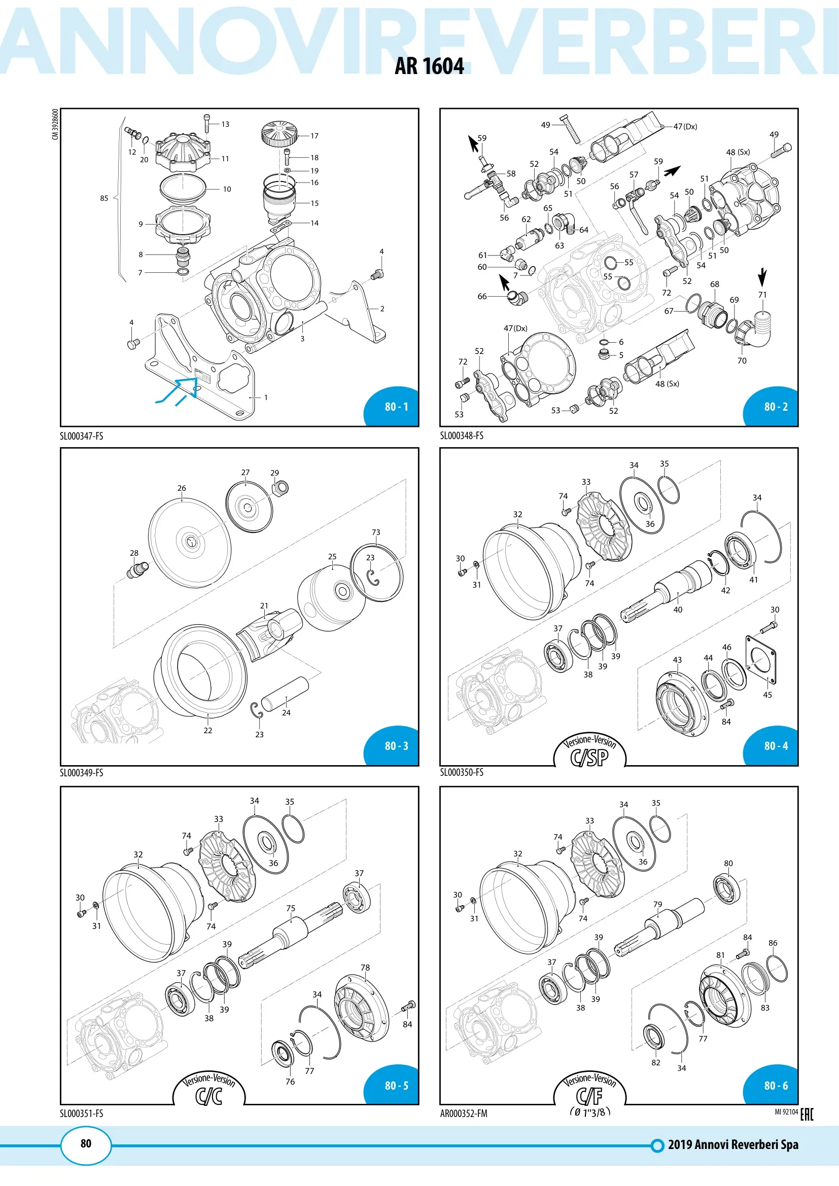 Plano de despiece de Bomba AR 1604
