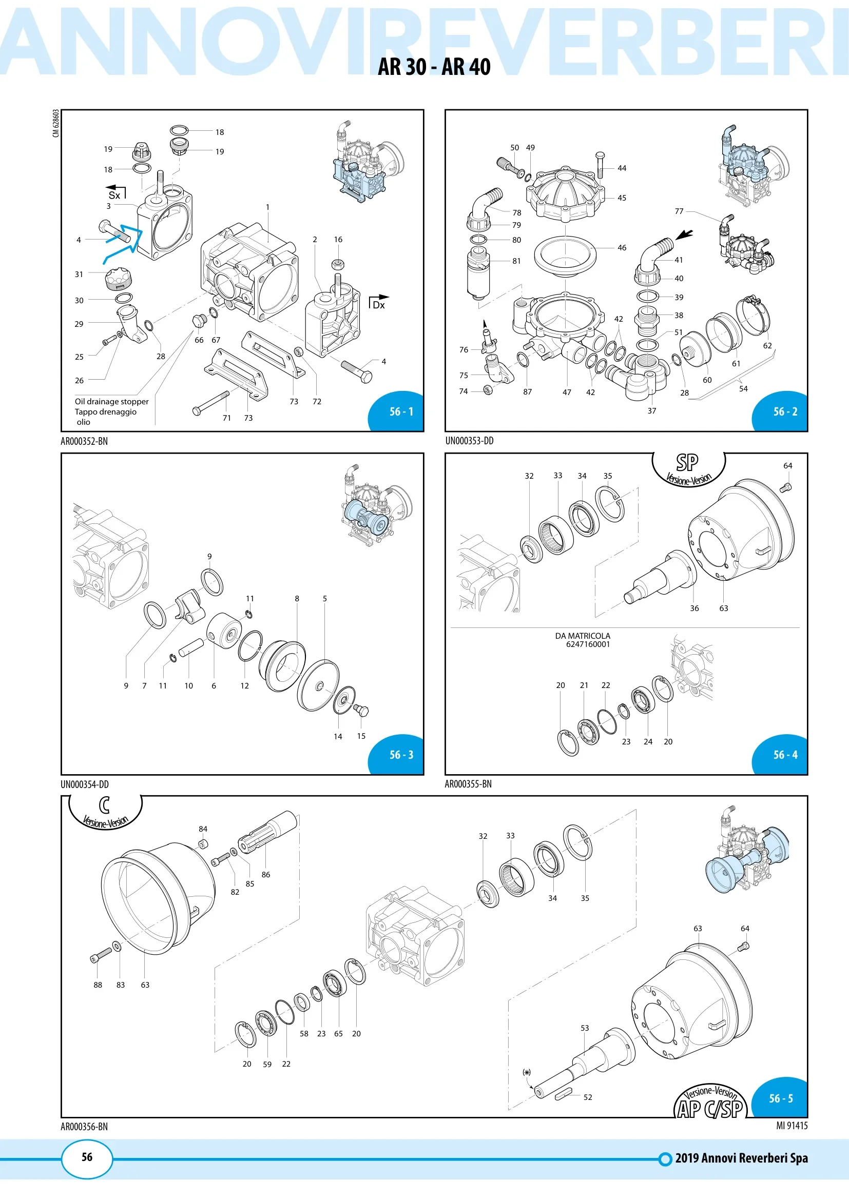 Plano de despiece de Bomba AR 30 / AR 40