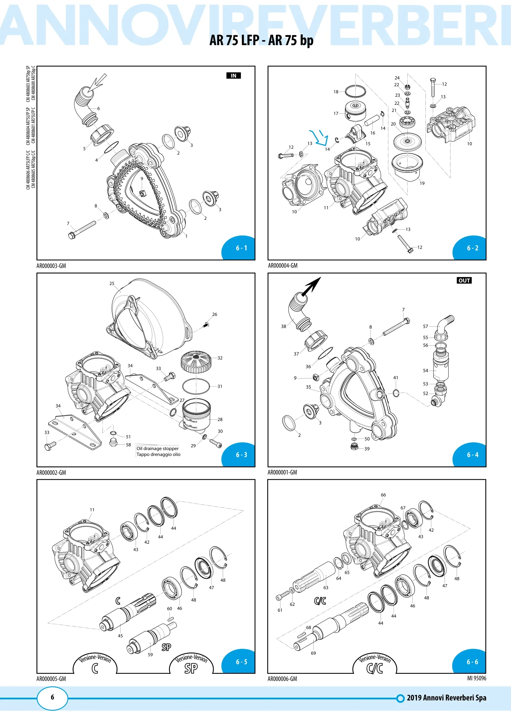 Plano de despiece de Bomba AR 75 bp / AR 75 LFP