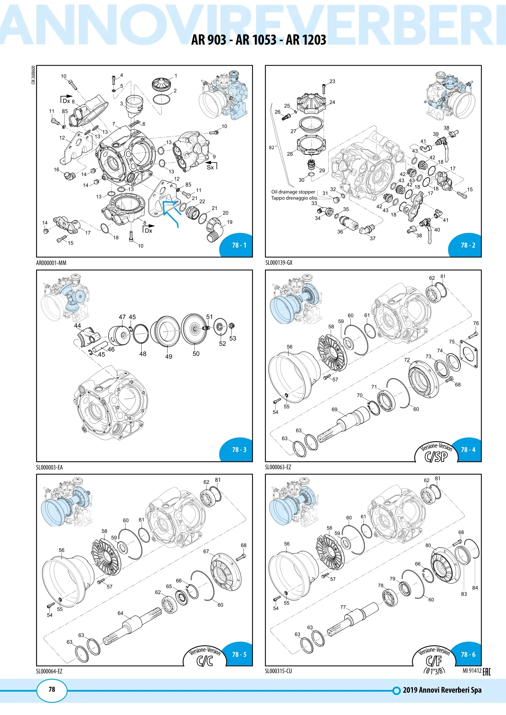 Plano de despiece de Bomba AR 903 / AR 1053 / AR 1203