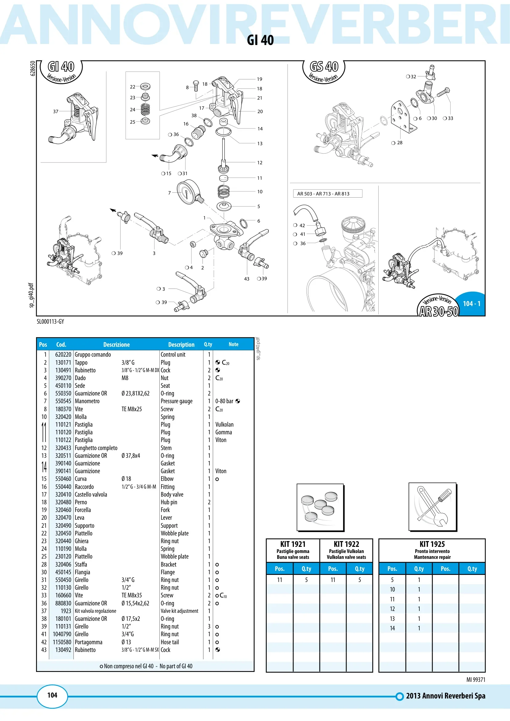 Plano de despiece de Comando AR GI 40