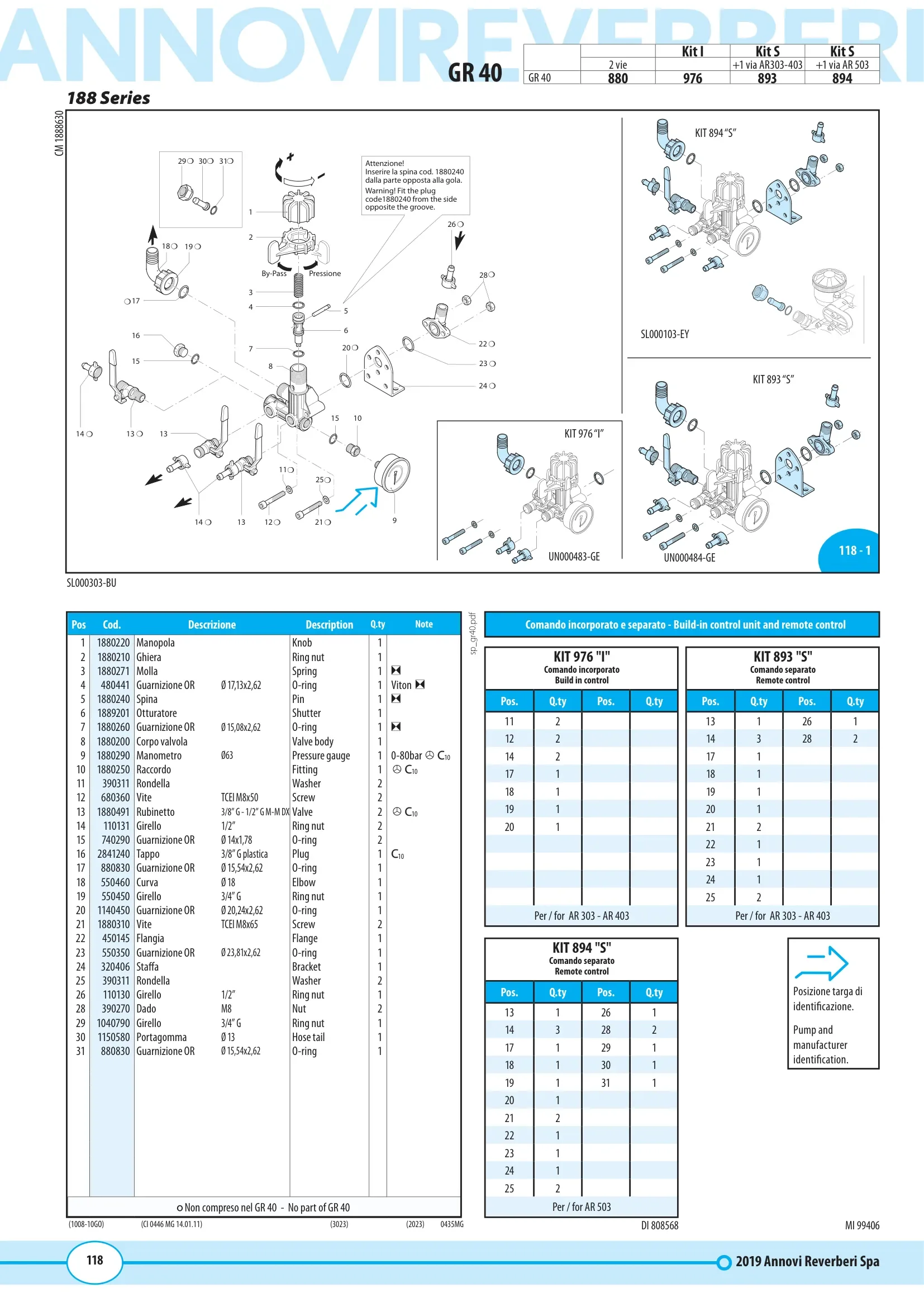 Plano de despiece de Comando AR GR 40