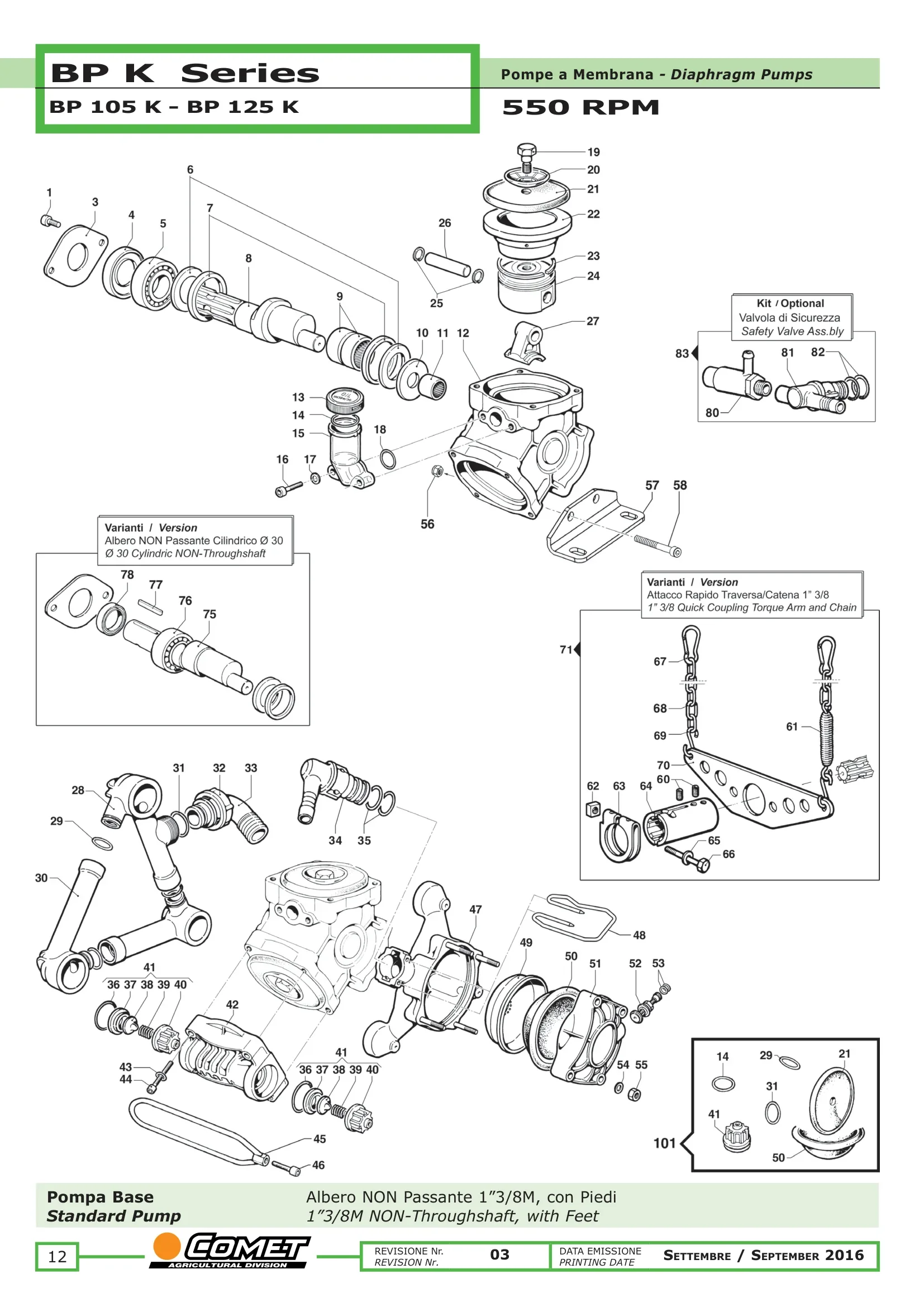 Plano de despiece de Bomba BP 105 K / BP 125 K