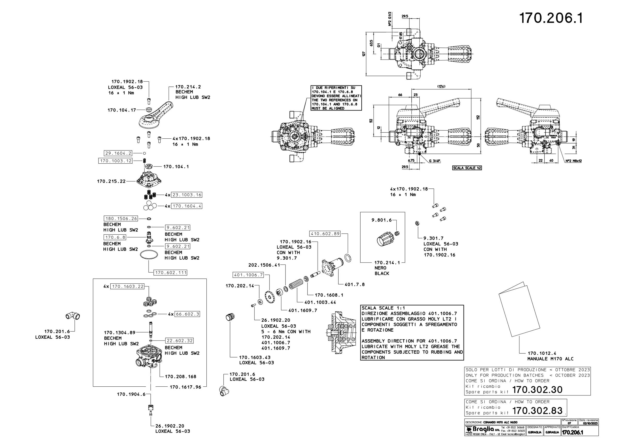 Plano de despiece de Comando Braglia M-170 ALC (2023)