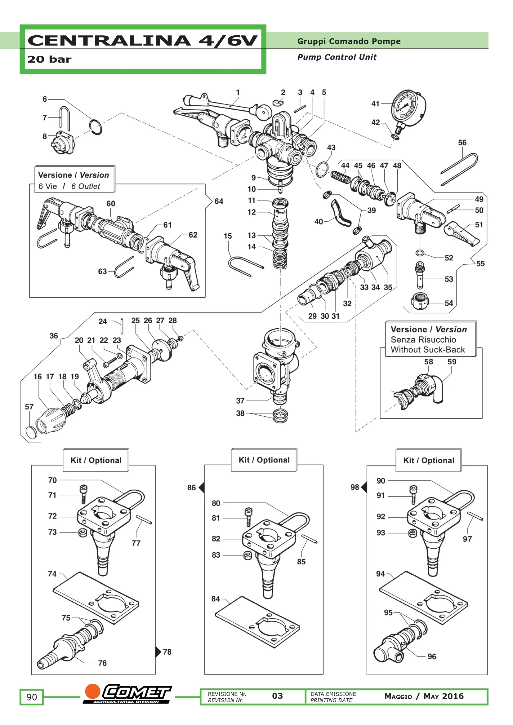 Plano de despiece de Comando Centralina 4/6V