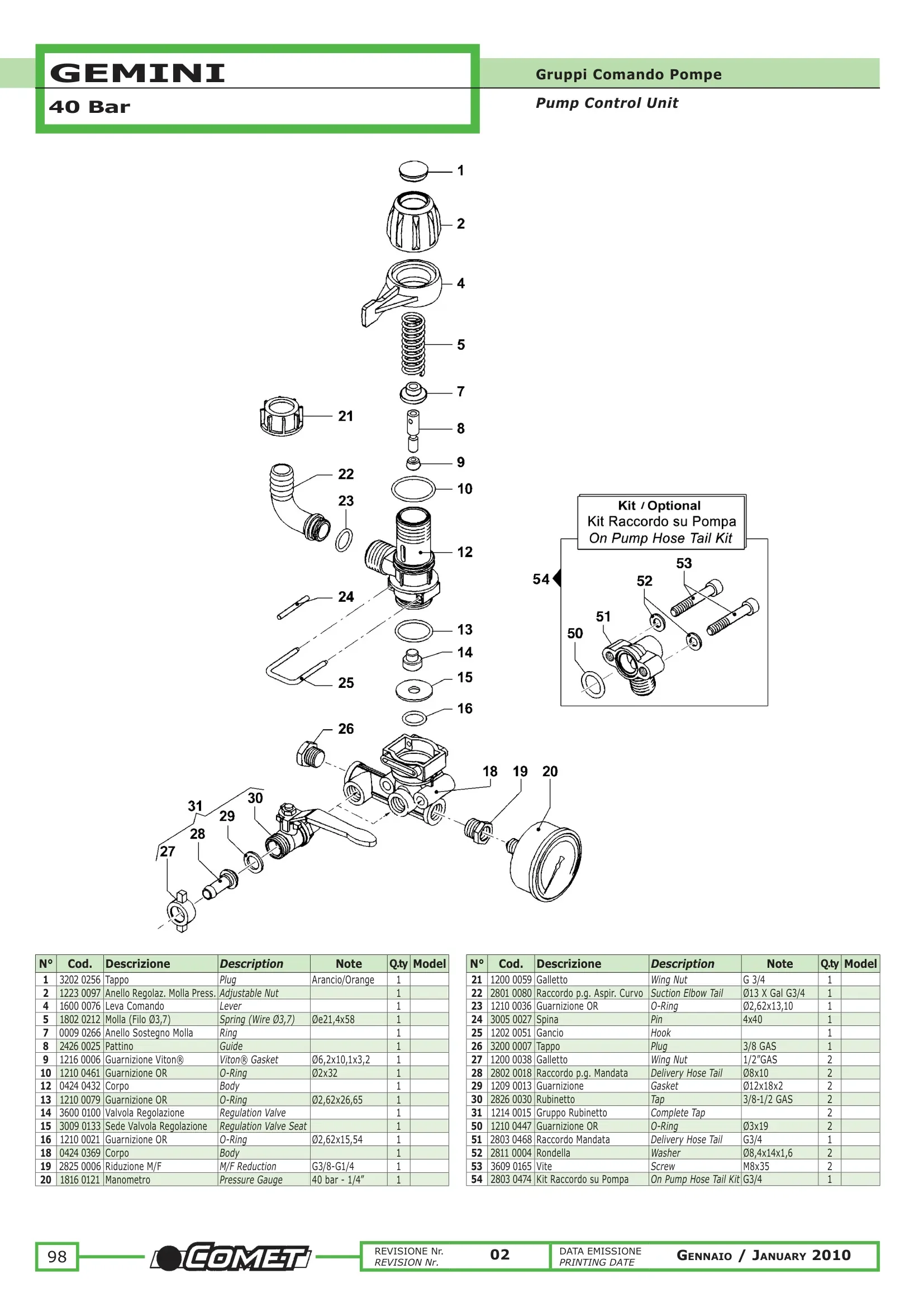 Plano de despiece de Comando Gemini